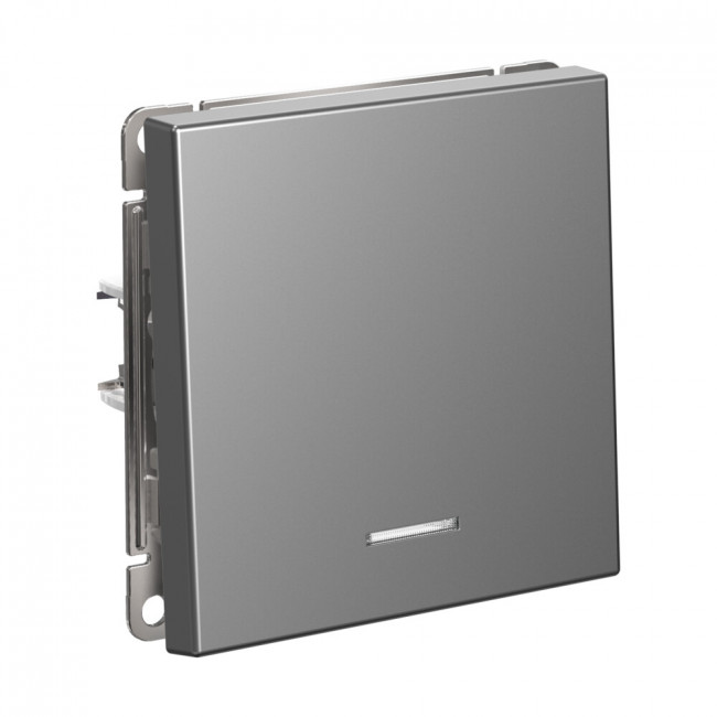 ARTGALLERY 1-клавишный ВЫКЛЮЧАТЕЛЬ с самовозвратом с подсветкой, 10А, механизм, СТАЛЬ, GAL000916