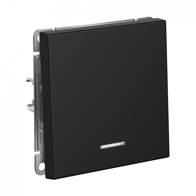 ARTGALLERY 1-клавишный ВЫКЛЮЧАТЕЛЬ с самовозвратом с подсветкой, 10А, механизм, КАРБОН, GAL001016