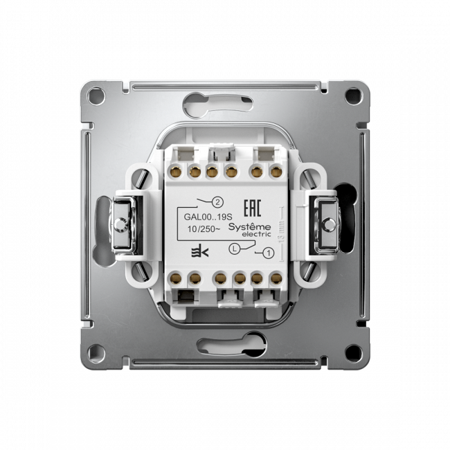 ARTGALLERY 2-клавишный ВЫКЛЮЧАТЕЛЬ ДЛЯ ЖАЛЮЗИ, 2х сх.4, 10А, механизм, быстрозажим. клем., ЛОТОС, GAL001319S