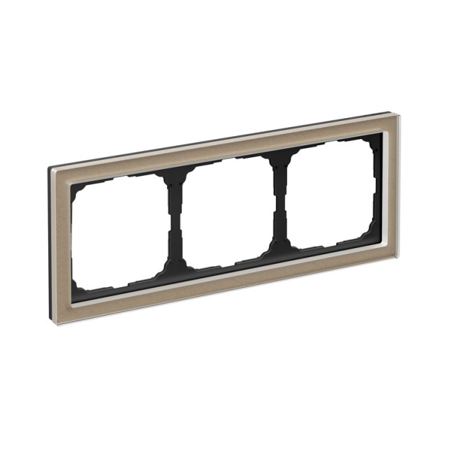 ARTGALLERY PURE 3-постовая РАМКА, ОРГАНИЧЕСКОЕ СТЕКЛО ШАМПАНЬ, Systeme Electric, GAL320503