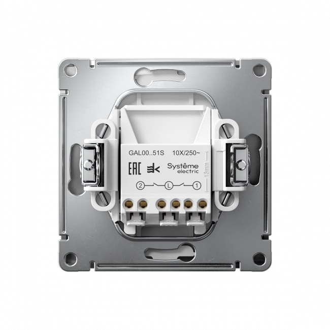 ARTGALLERY 2-клавишный ВЫКЛЮЧАТЕЛЬ, 10АХ, механизм, быстрозажим. клем., СТАЛЬ, GAL000951S