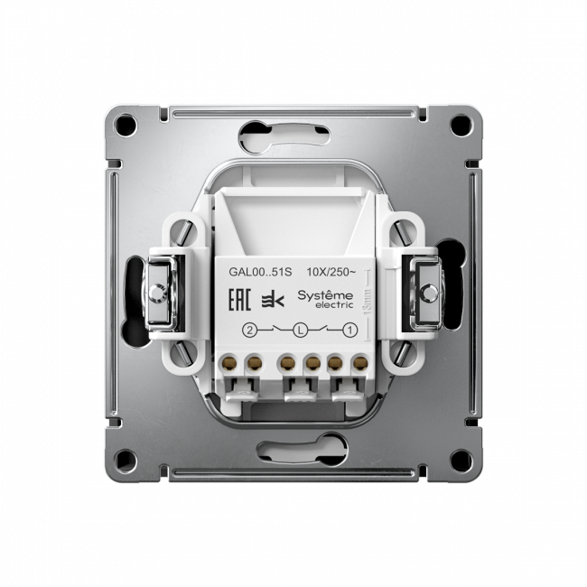 ARTGALLERY 2-клавишный ВЫКЛЮЧАТЕЛЬ, 10АХ, механизм, быстрозажим. клем., КАРБОН, GAL001051S