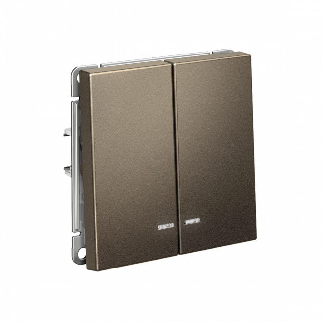 ARTGALLERY 2-клавишный ВЫКЛЮЧАТЕЛЬ с подсветкой, сх.5а, 10АХ, механизм, быстрозажим. клем., МОККО, GAL000653S