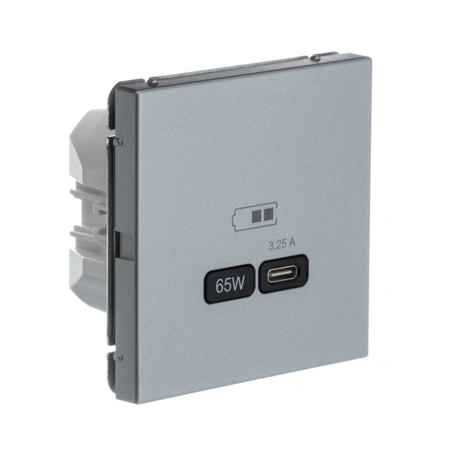 Art Gallery USB РОЗЕТКА тип-С 65Вт высокоскор.заряд. QC, PD, механизм, АЛЮМИНИЙ, GAL000327