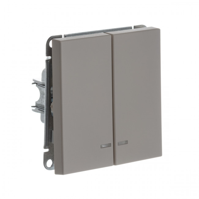 2-клавишный ВЫКЛЮЧАТЕЛЬ с подсветкой, сх. 5а, 10АХ , Art Gallery, цвет Песочный, GAL001253