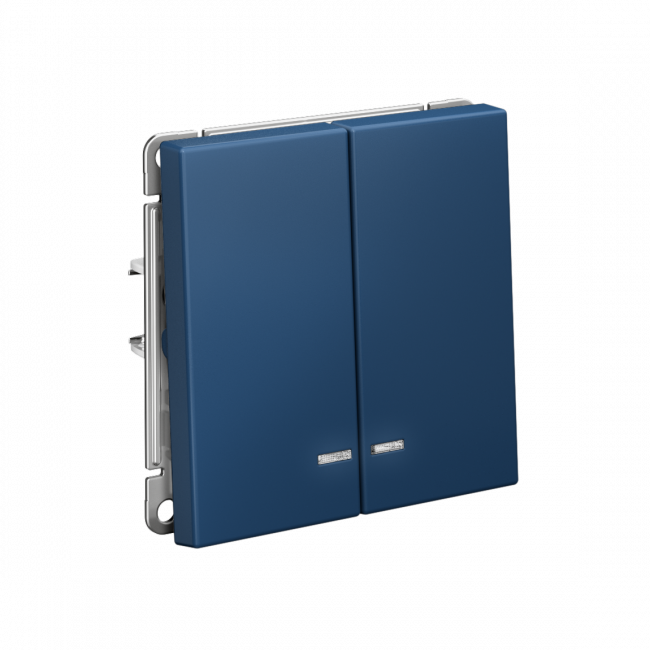 ARTGALLERY 2-клавишный ВЫКЛЮЧАТЕЛЬ с подсветкой, сх.5а, 10АХ, механизм, быстрозажим. клем., АКВАМАРИН, GAL001153S